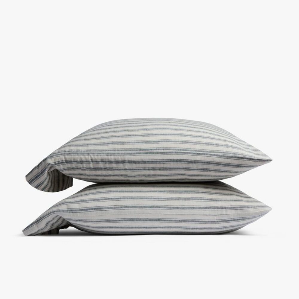 King Relaxed Linen Stripe Pillowcase Set Cove & Parchment - Parachute